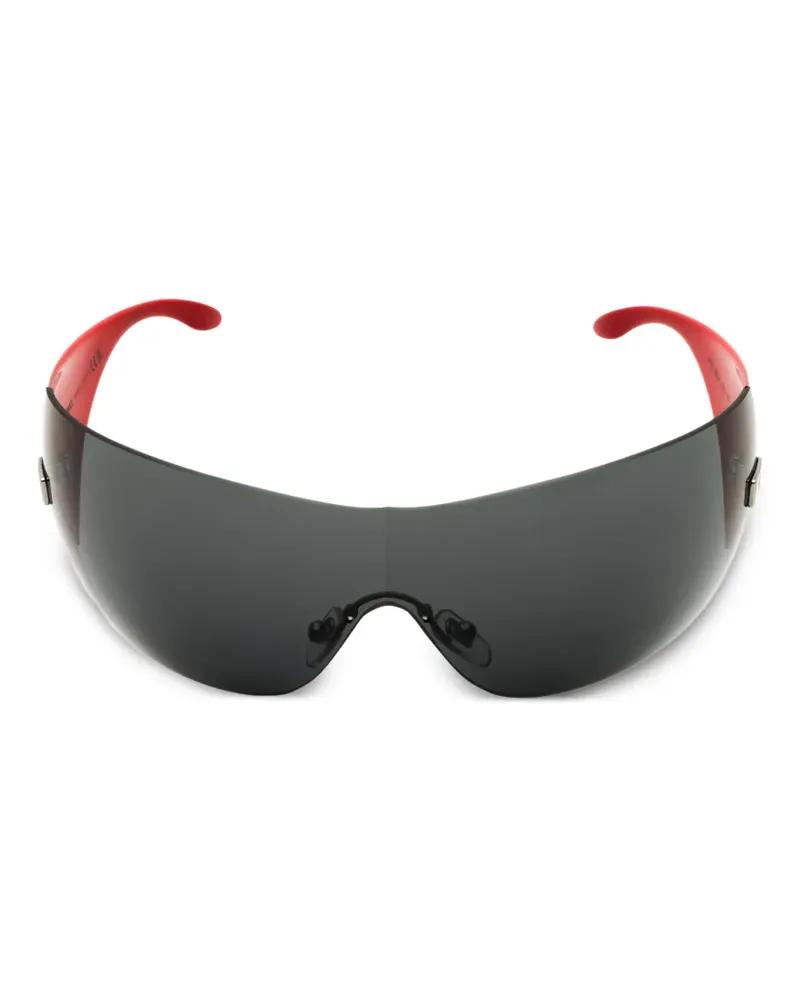 Versace Sonnenbrille mit Shield-Gestell - Schwarz Schwarz