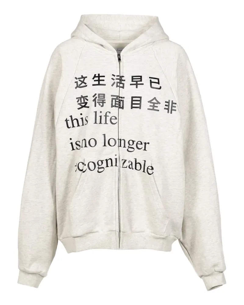 Praying This Life graphic-print zip-up hoodie - Grau Grau