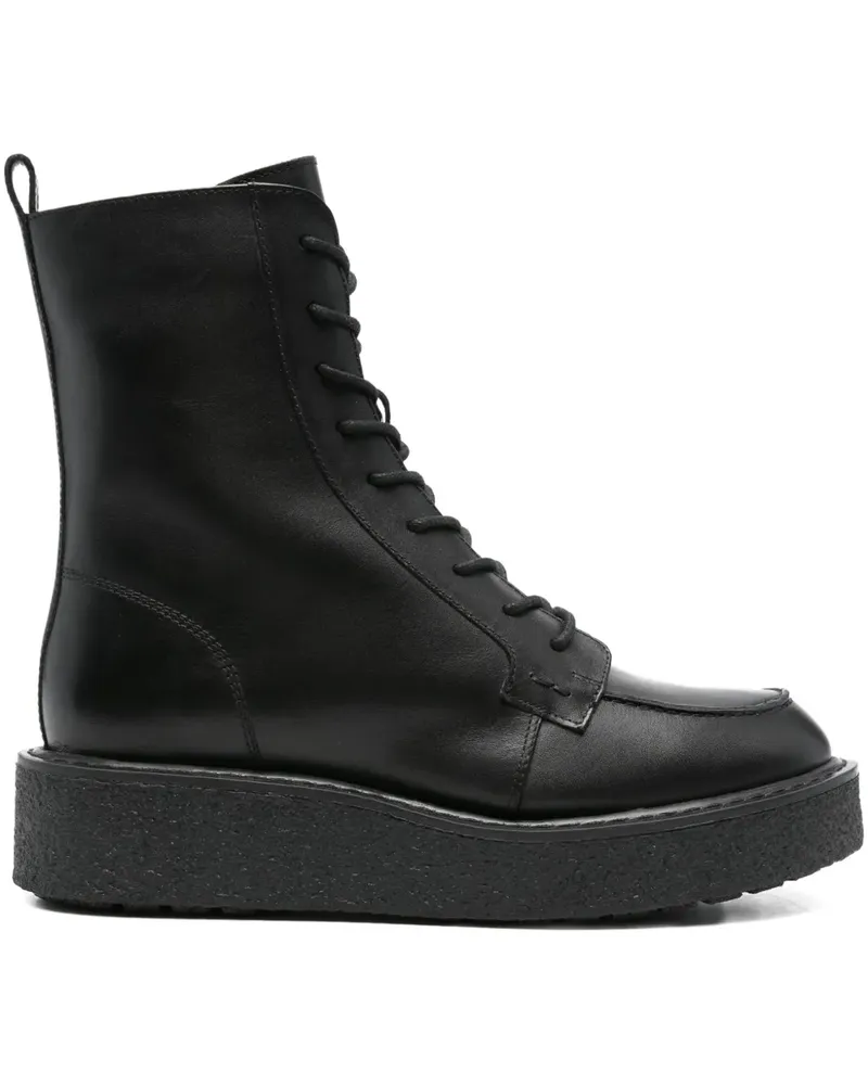 Geox Elidea Plateau-Stiefel mit Schnürung 40mm - Schwarz Schwarz