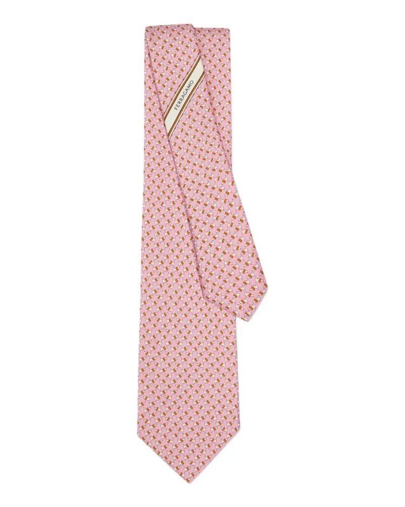 Ferragamo Seidenkrawatte mit Dylan-Print - Rosa Rosa