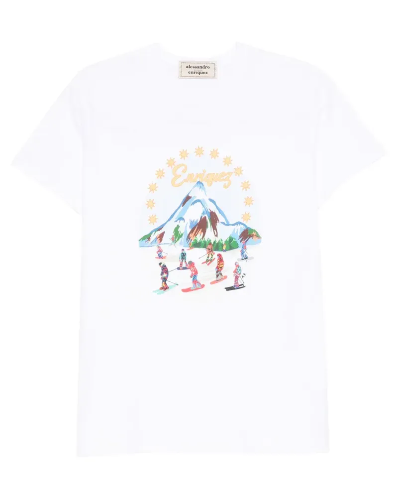Alessandro Enriquez T-Shirt mit grafischem Print - Weiß Weiß