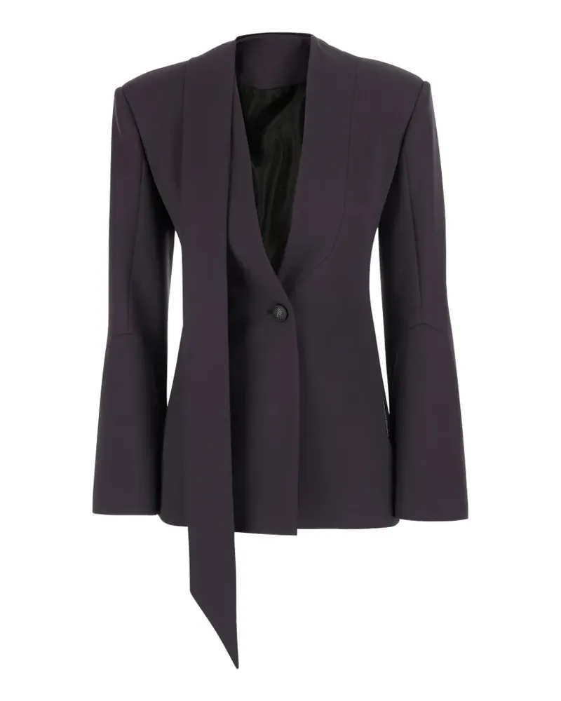 ATTICO scarf-detail single-breasted blazer - Braun Braun