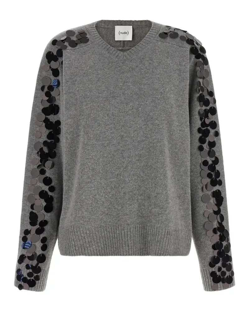 NUDE Pullover mit Pailletten - Grau Grau