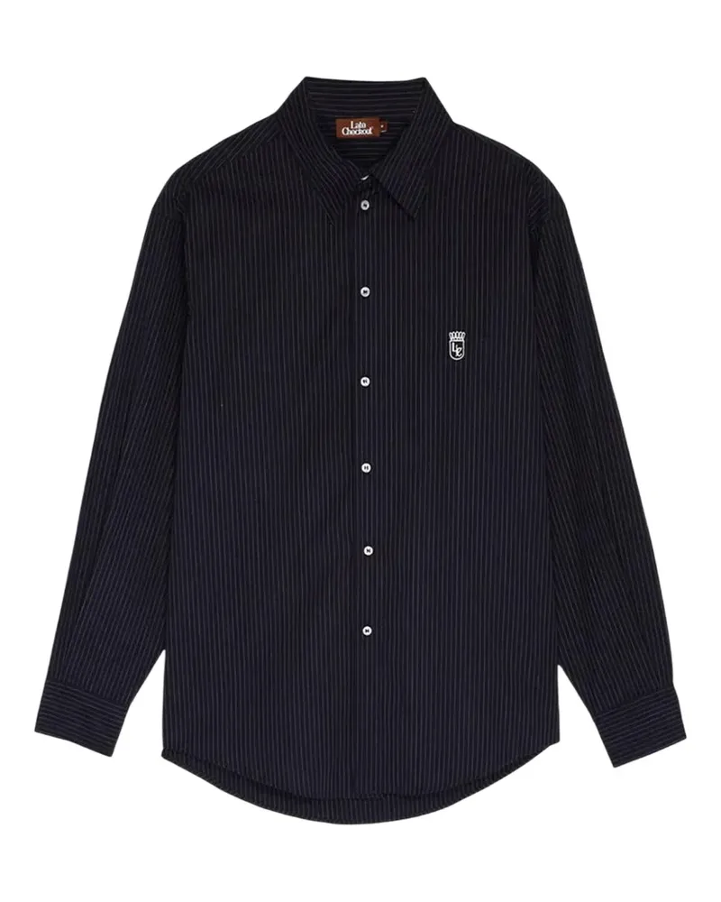 Late Checkout stripe-pattern shirt - Blau Blau