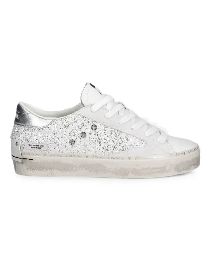 Crime glitter-embellished leather sneakers - Weiß Weiß