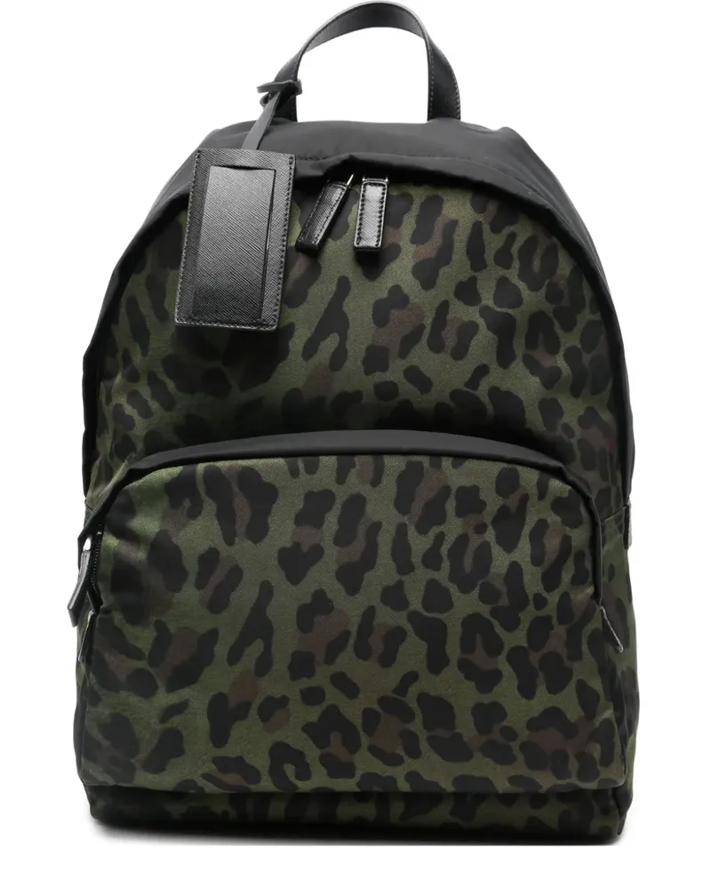 Prada Rucksack mit Leoparden-Print - Grün Grün
