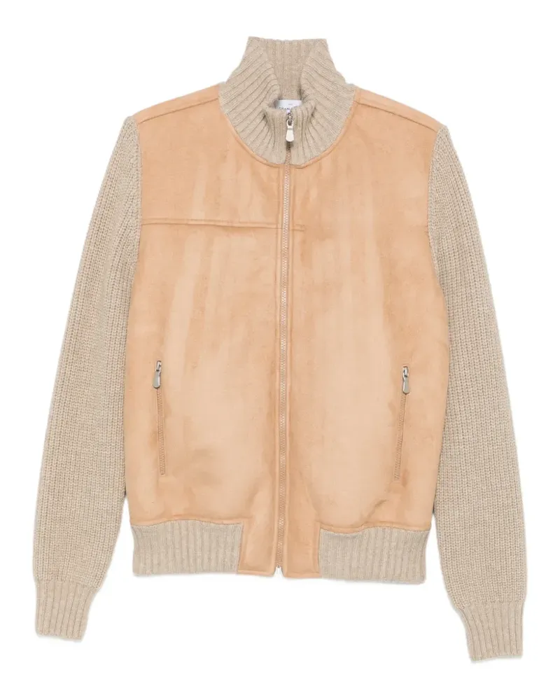 Gran Sasso Gerippte Jacke mit Wildledereinsätzen - Nude Nude