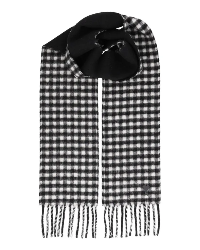 AMI Paris Ami de Coeur gingham scarf - Schwarz Schwarz