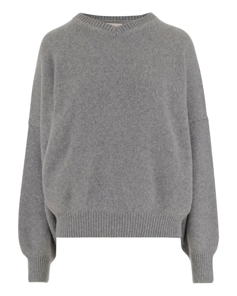 KHAITE V-neck ribbed cashmere sweater - Grau Grau