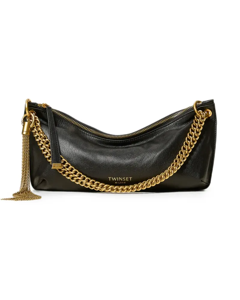 Twin-Set leather bag with tassel - Schwarz Schwarz