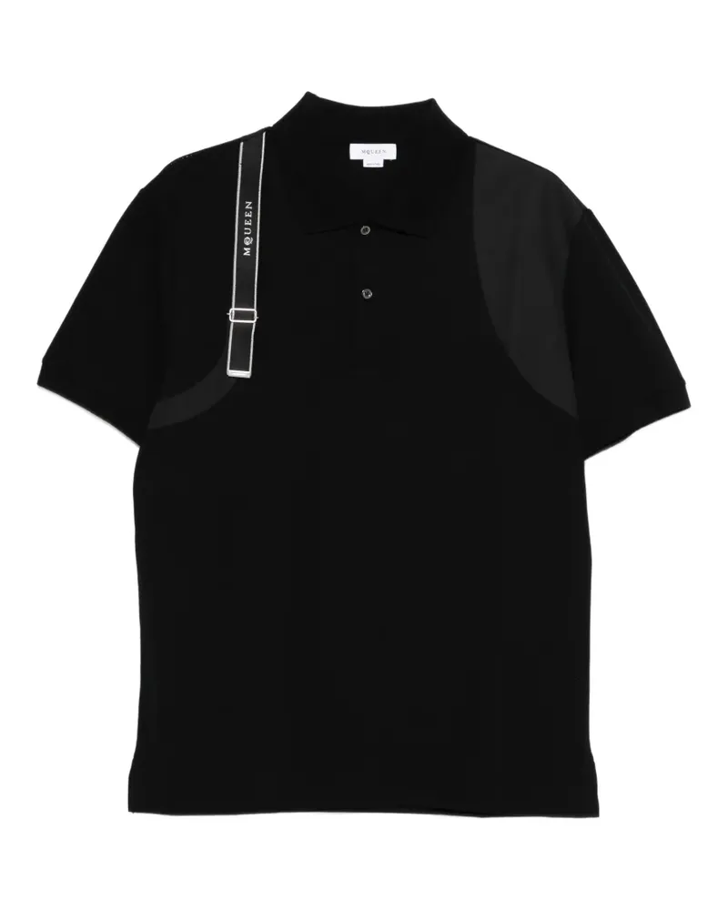 Alexander McQueen harness-detail panelled polo shirt - Schwarz Schwarz