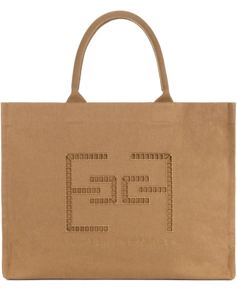 Elisabetta Franchi Handtasche mit Lochstickerei - Braun Braun