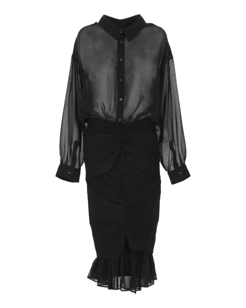 Jacquemus Gerafftes Siroco Midikleid mit semi-transparentem Einsatz - Schwarz Schwarz