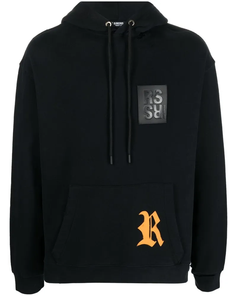 Raf Simons Hoodie mit Logo-Patch Schwarz