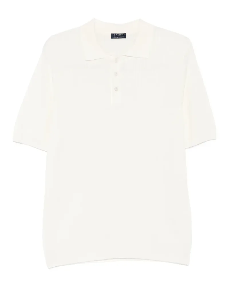 BARBA ribbed-knit polo shirt - Weiß Weiß