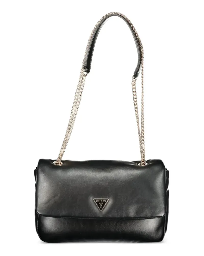 Guess logo-plaque chain-link shoulder bag - Schwarz Schwarz