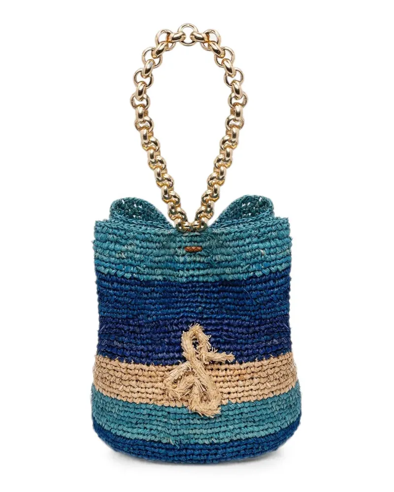 RUSLAN BAGINSKIY striped straw shoulder bag - Blau Blau