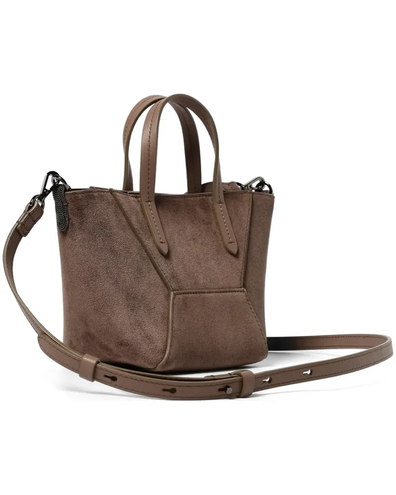 Brunello Cucinelli Monili-chain suede shoulder bag - Braun Braun