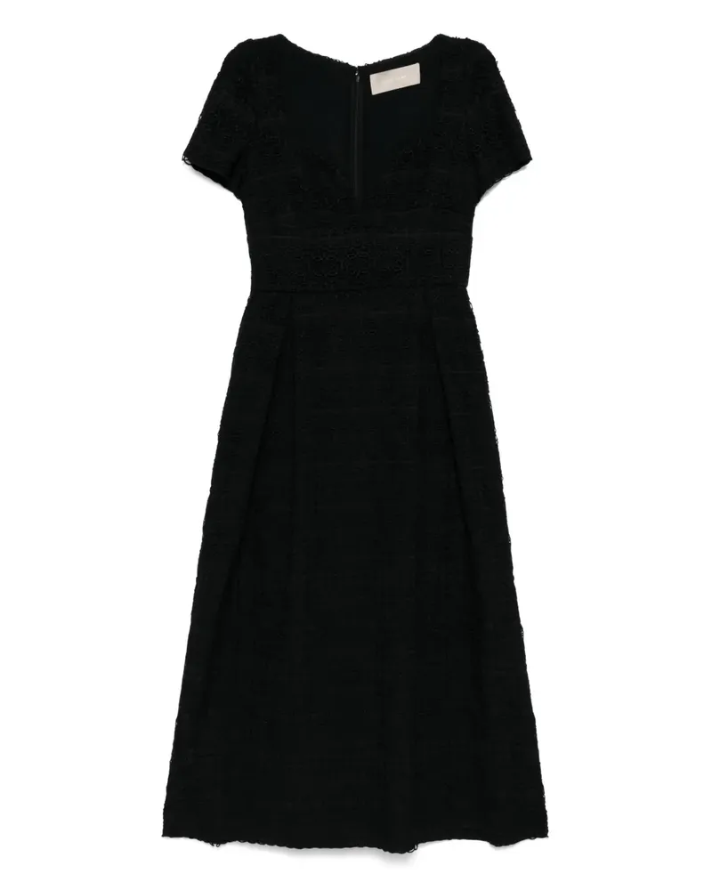 Elie Saab Midikleid aus Makramee - Schwarz Schwarz