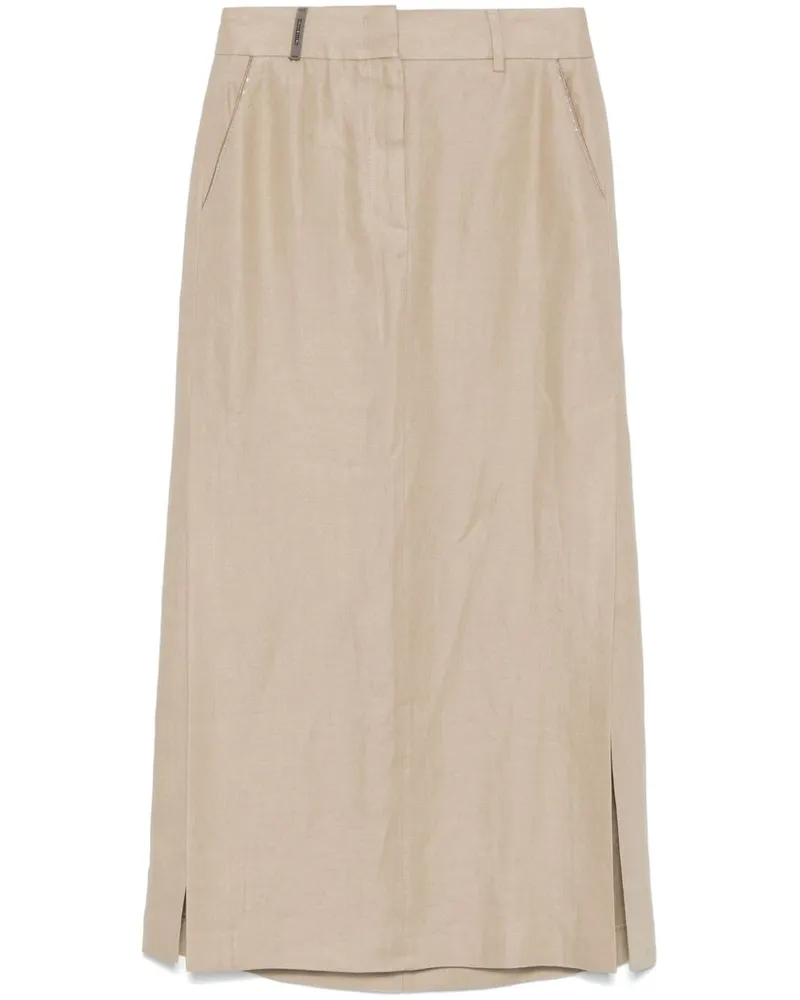 Peserico Midirock mit Perlen - Nude Nude