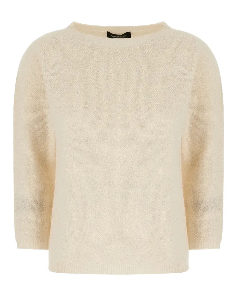 Fabiana Filippi boat-neck three-quarter-sleeve sweater - Nude Nude