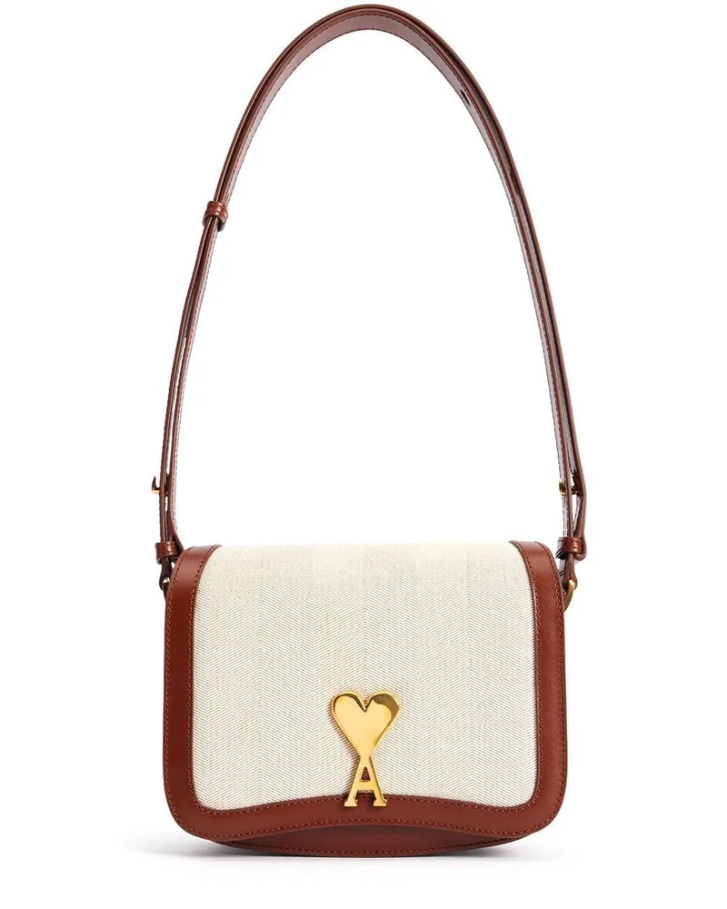 AMI Paris Schultertasche mit Logo-Schild - Braun Braun