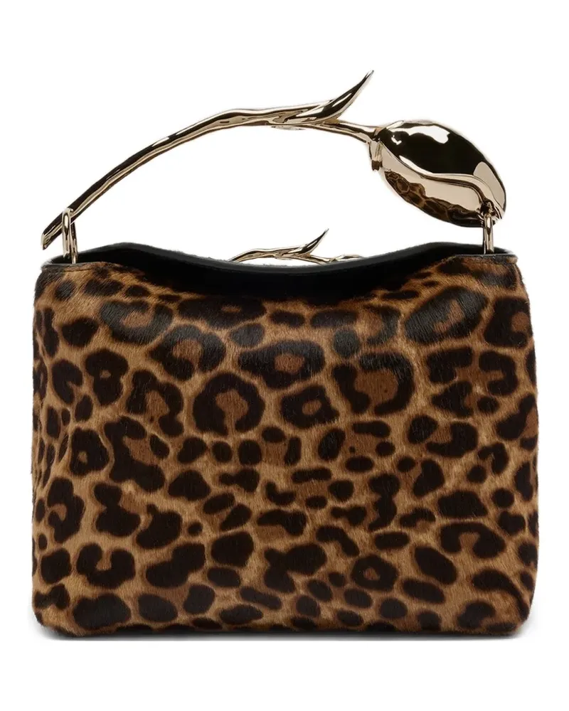 Erdem mini Bloom leopard-print tote bag - Braun Braun