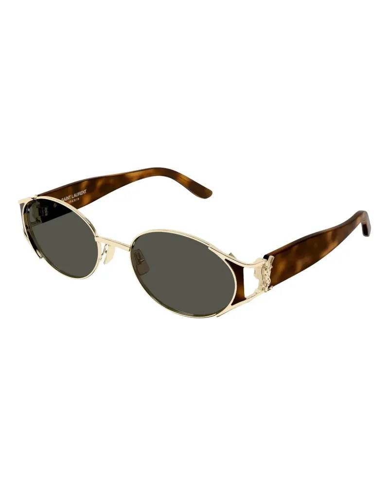 Saint Laurent Ovale Sonnenbrille mit Monogramm - Gold Gold
