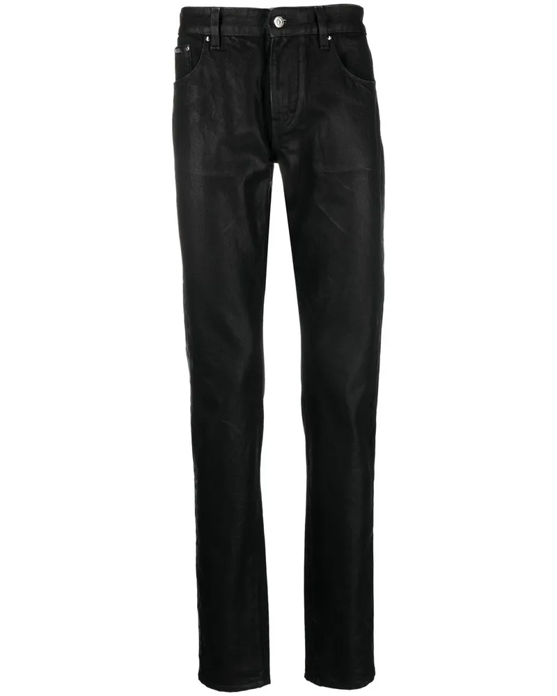 Roberto Cavalli Beschichtete Straight-Leg-Jeans - Schwarz Schwarz