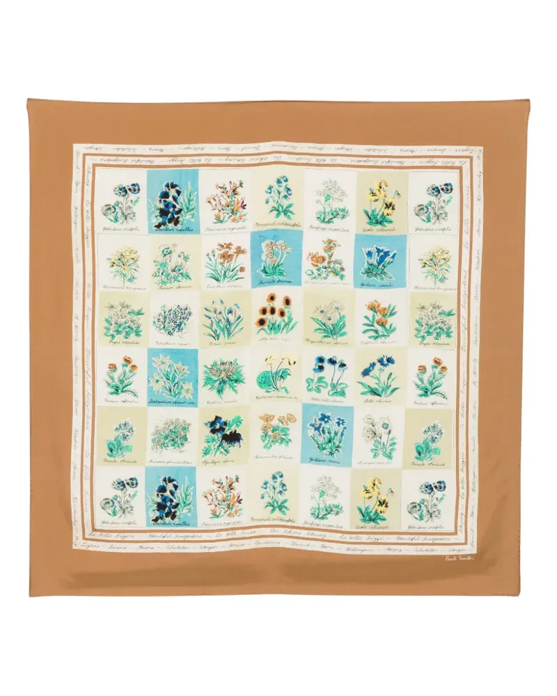 Paul Smith Seidenschal mit Blumenprint - Braun Braun