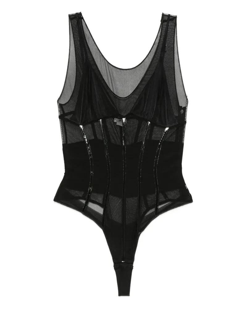 Elisabetta Franchi Body mit Mesh-Einsätzen - Schwarz Schwarz