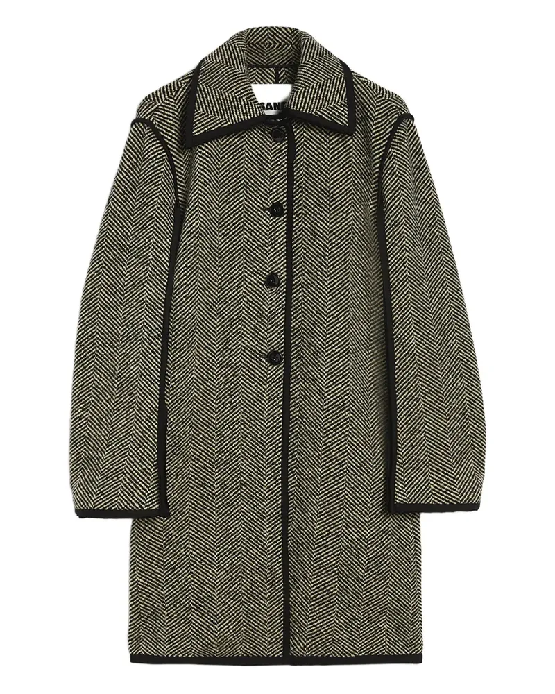 Jil Sander Mantel mit Fischgrätenmuster - Grau Grau