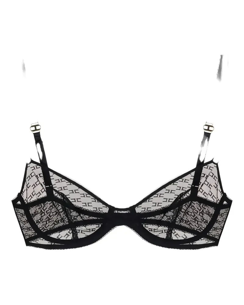 Elisabetta Franchi monogram tulle bra - Schwarz Schwarz