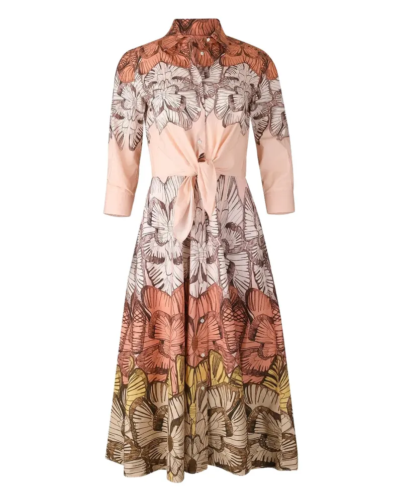 Sara Roka Dralla tie front floral dress - Nude Nude