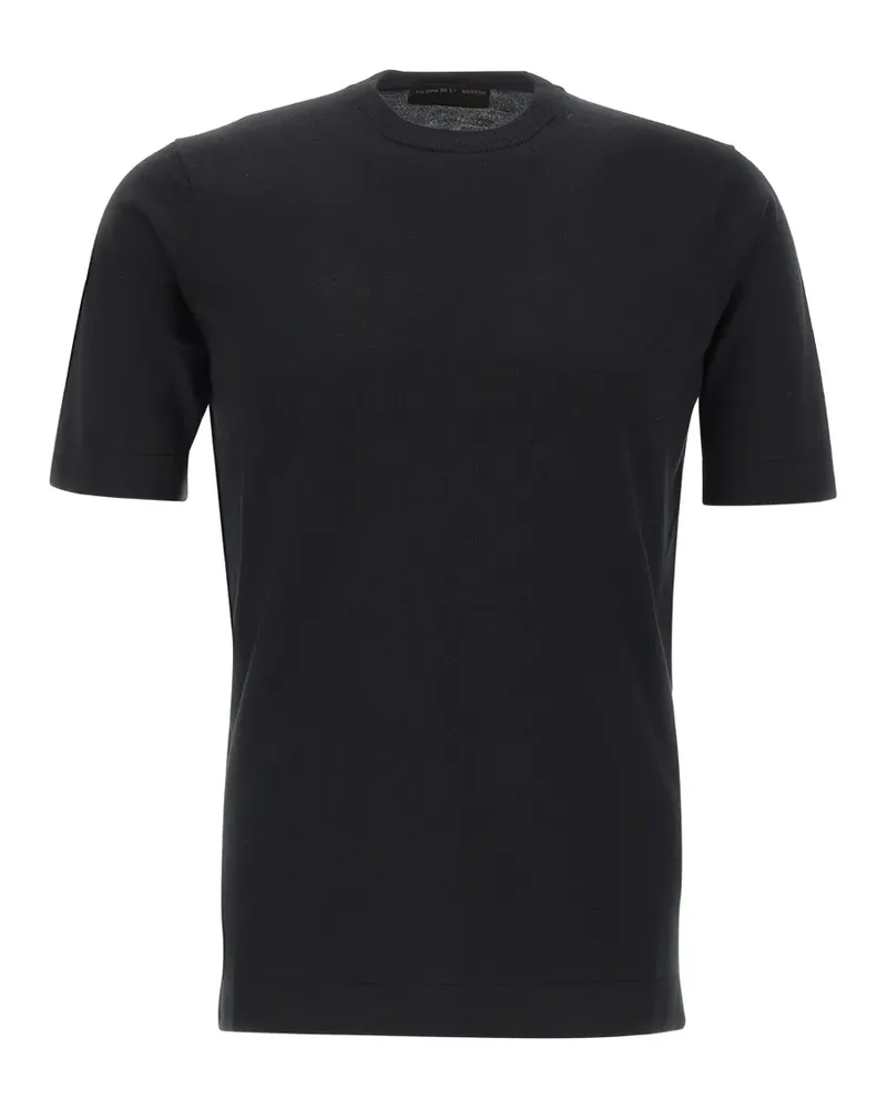 Filippo de Laurentiis T-Shirt mit Kaschmiranteil - Schwarz Schwarz