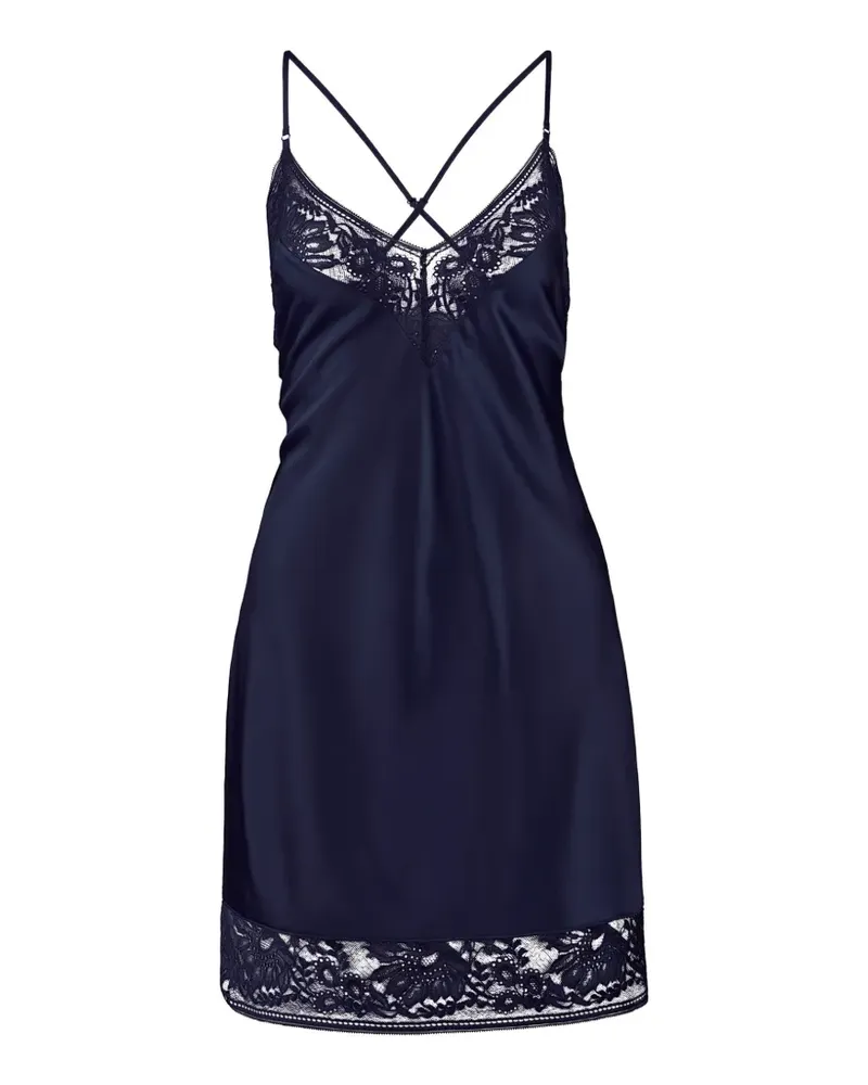 Aubade Midnight Whisper Nachthemd mit Spitzenbesatz - Blau Blau