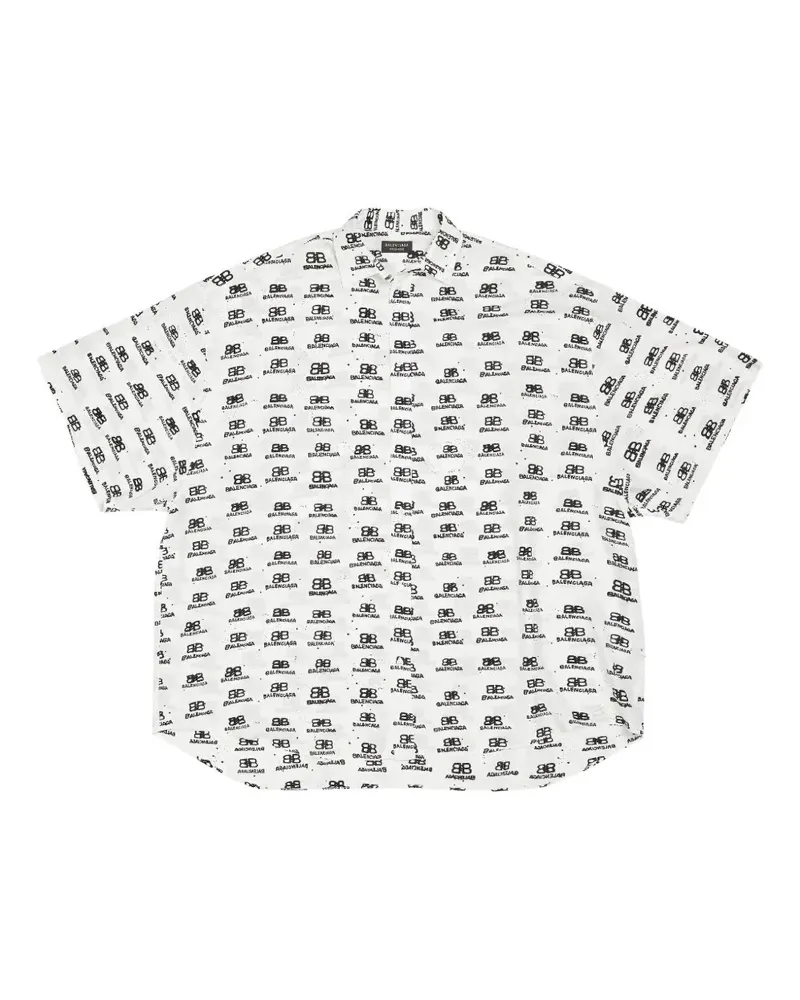 Balenciaga Hemd mit Monogrammmuster - Weiß Weiß