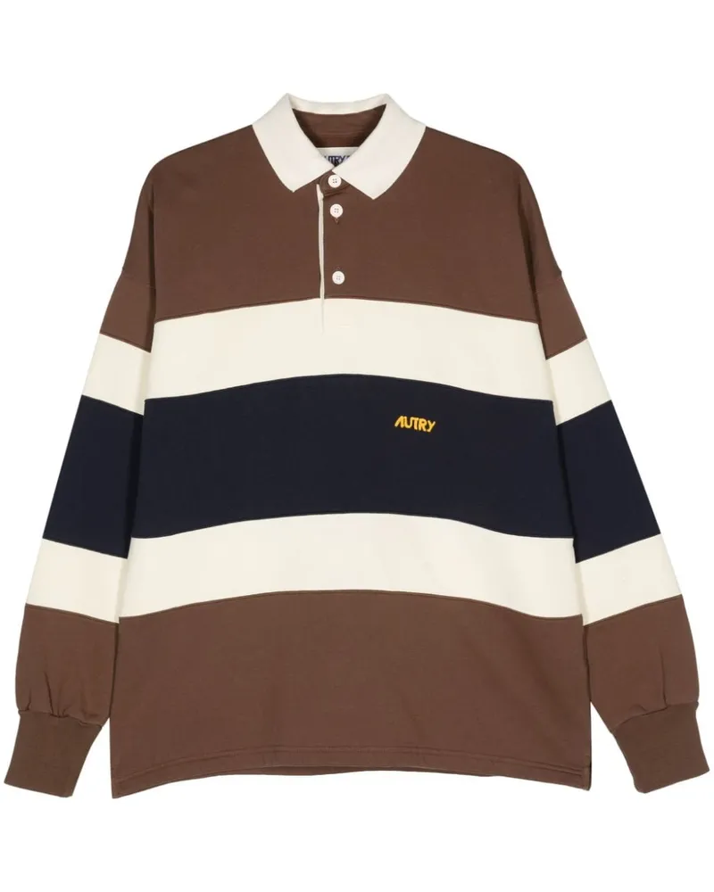 AUTRY Gestreiftes Jersey-Poloshirt - Braun Braun