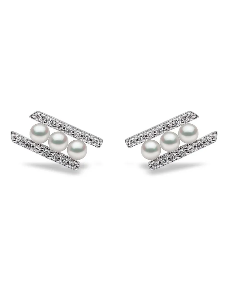 YOKO London 18kt Sleek Weißgoldohrringe mit Akoya-Perlen und Diamanten - Silber Silber
