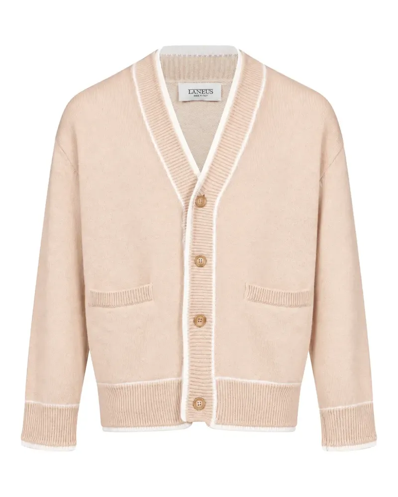 Laneus contrast-trim v-neck cardigan - Nude Nude