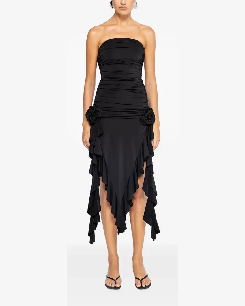 NISSA Midikleid mit Blumenapplikation - Schwarz Schwarz