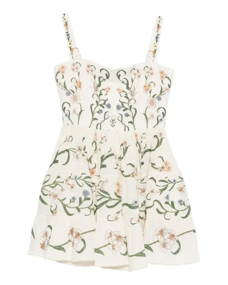 AGUA BENDITA Lima floral-print mini dress - Nude Nude