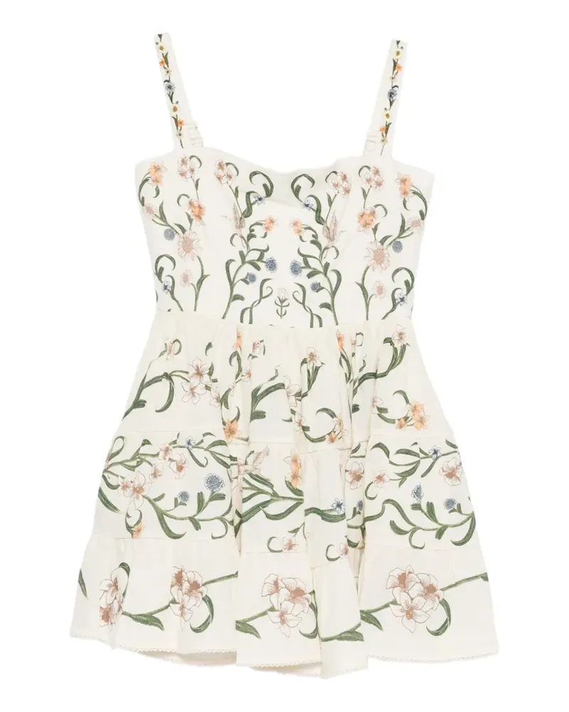 AGUA BENDITA Lima floral-print mini dress - Nude Nude