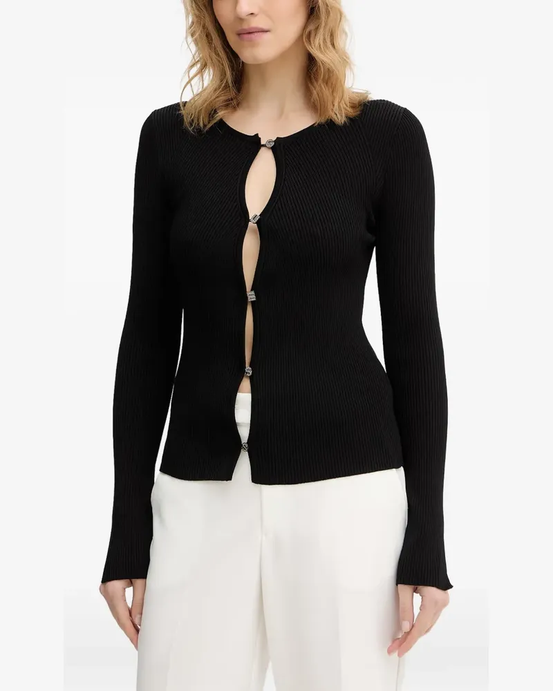 Guess ribbed-knit long-sleeved cardigan - Schwarz Schwarz