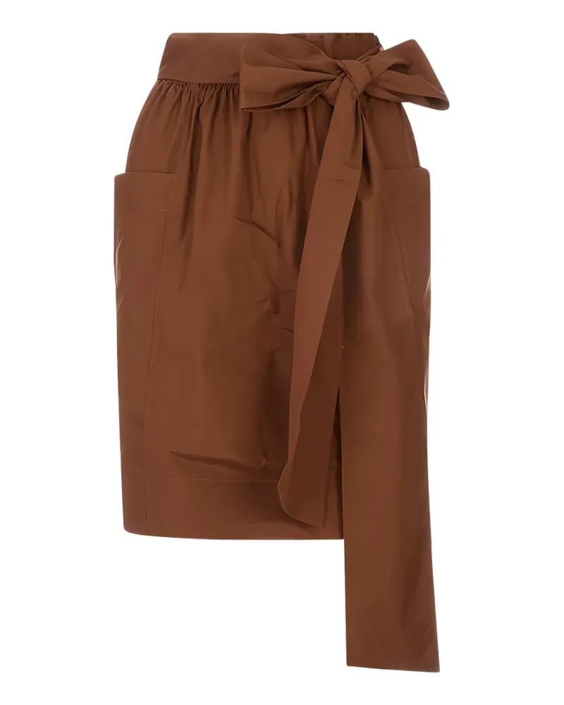 Chloé bow-detail patch-pocket pencil skirt - Braun Braun