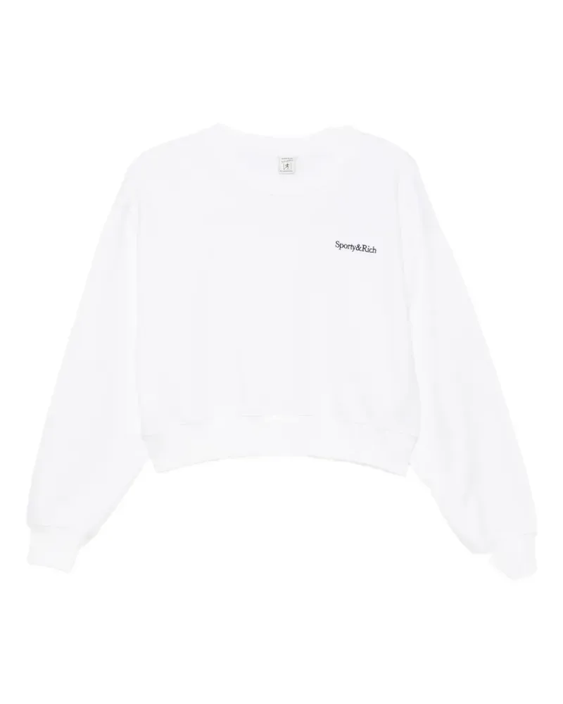 SPORTY & RICH Elza logo-embroidered cropped sweatshirt - Weiß Weiß