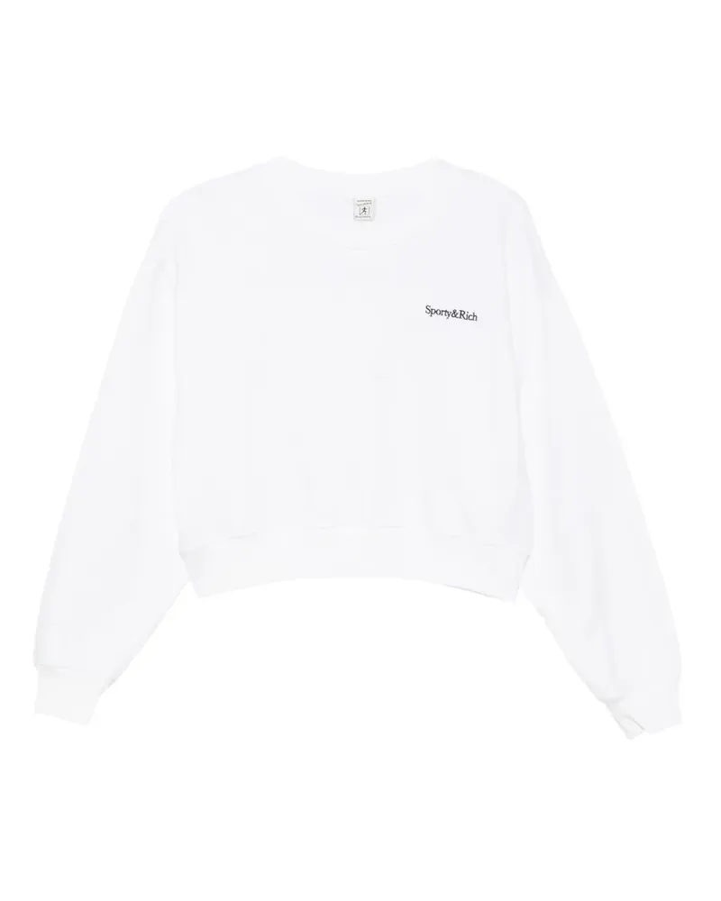 SPORTY & RICH Elza Cropped-Sweatshirt mit Logo-Stickerei - Weiß Weiß