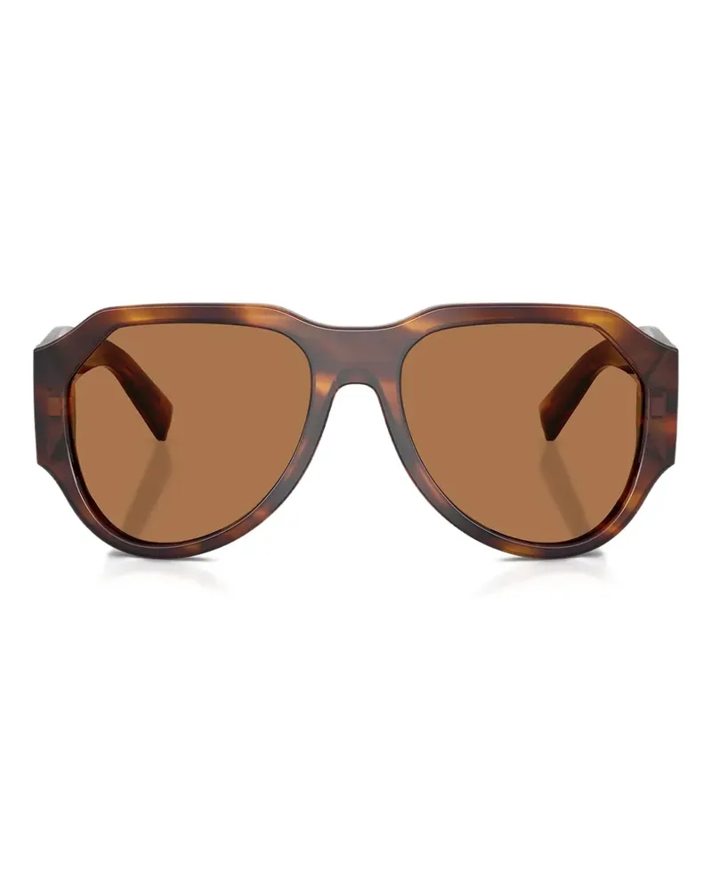 Dolce & Gabbana Geometrische Sonnenbrille mit Streifen - Braun Braun