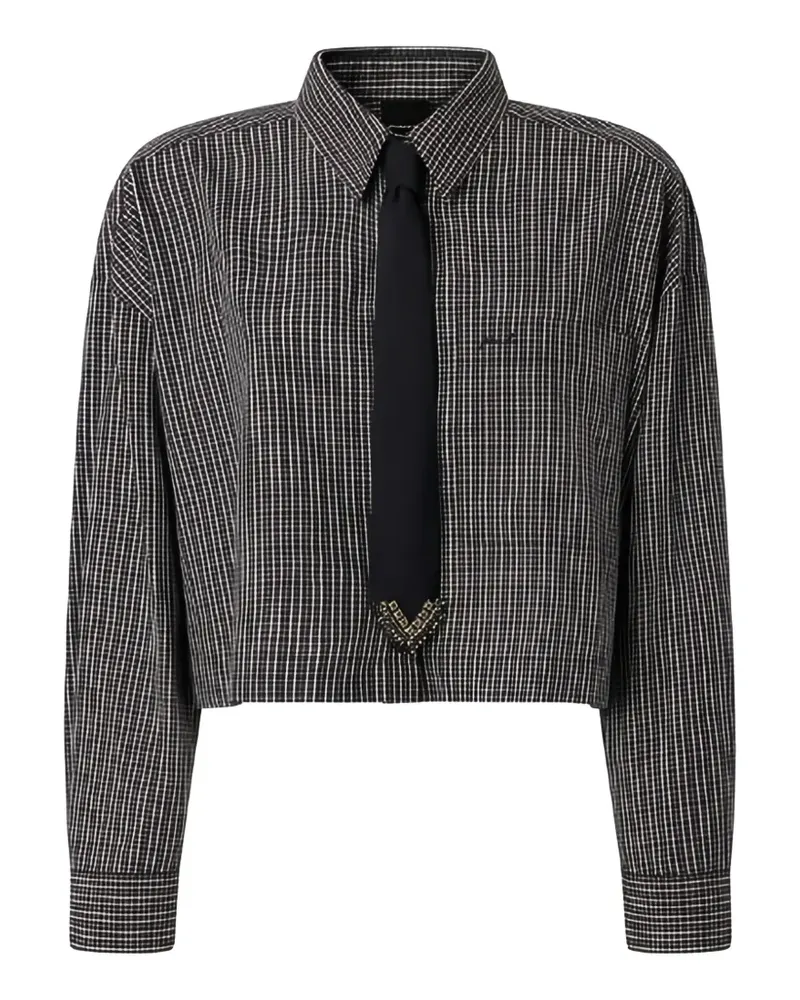 Pinko check-pattern cropped shirt - Schwarz Schwarz
