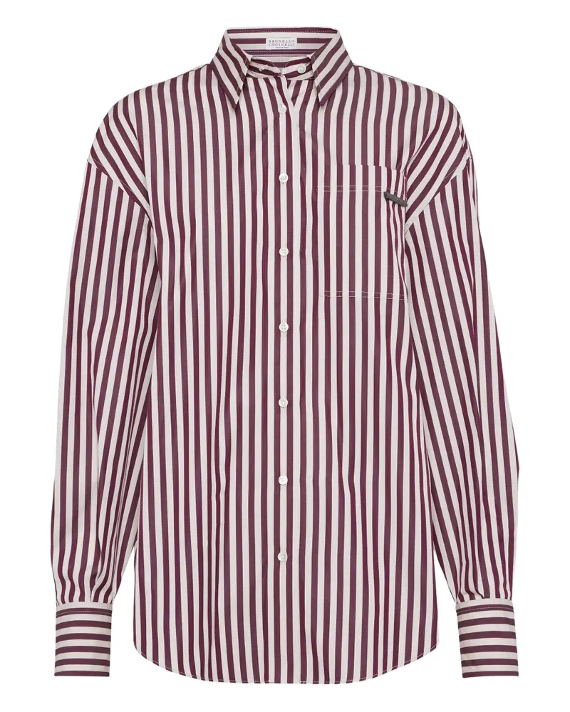 Brunello Cucinelli Gestreiftes Hemd - Rot Rot
